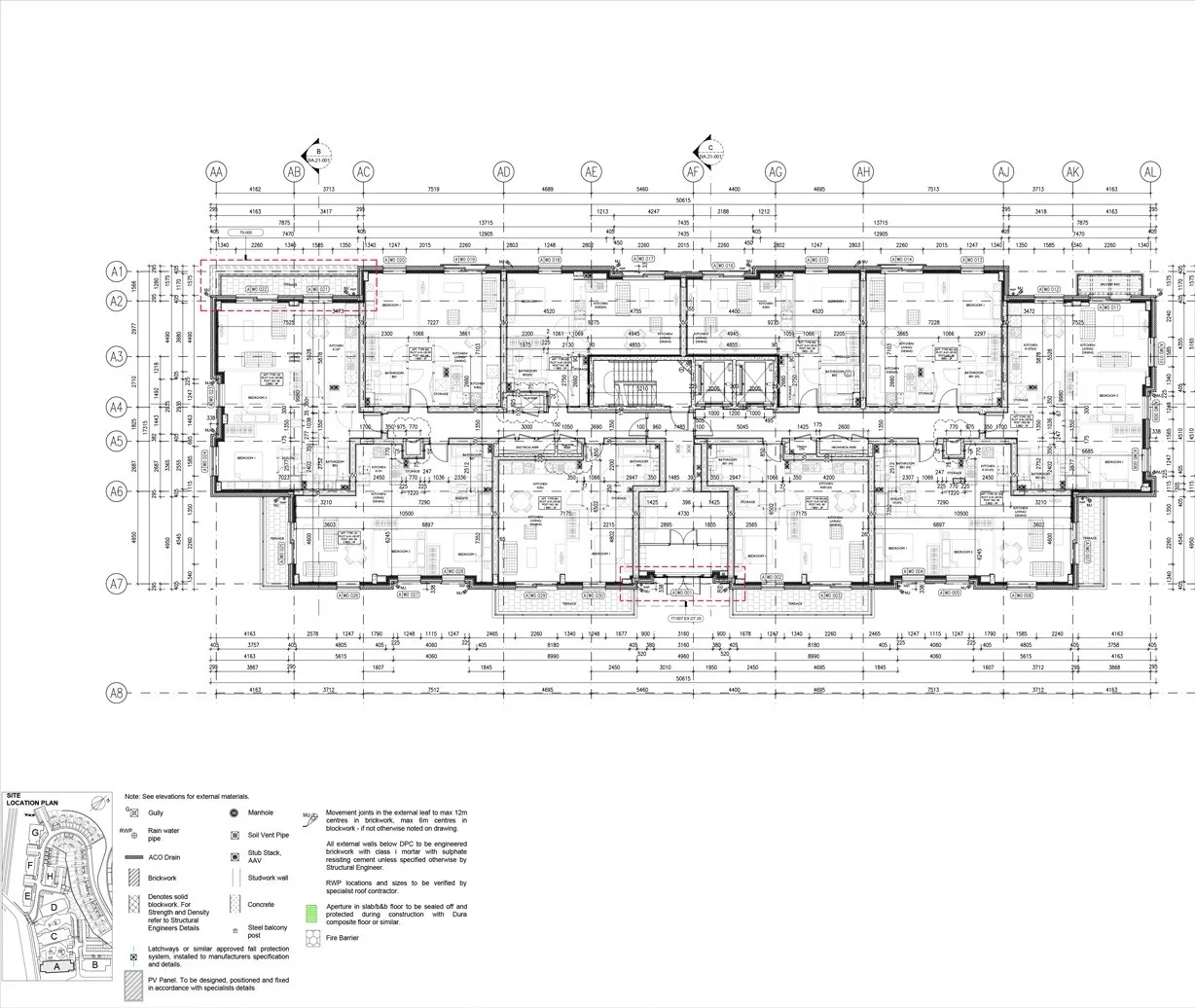 General arrangement plan of a block of flats